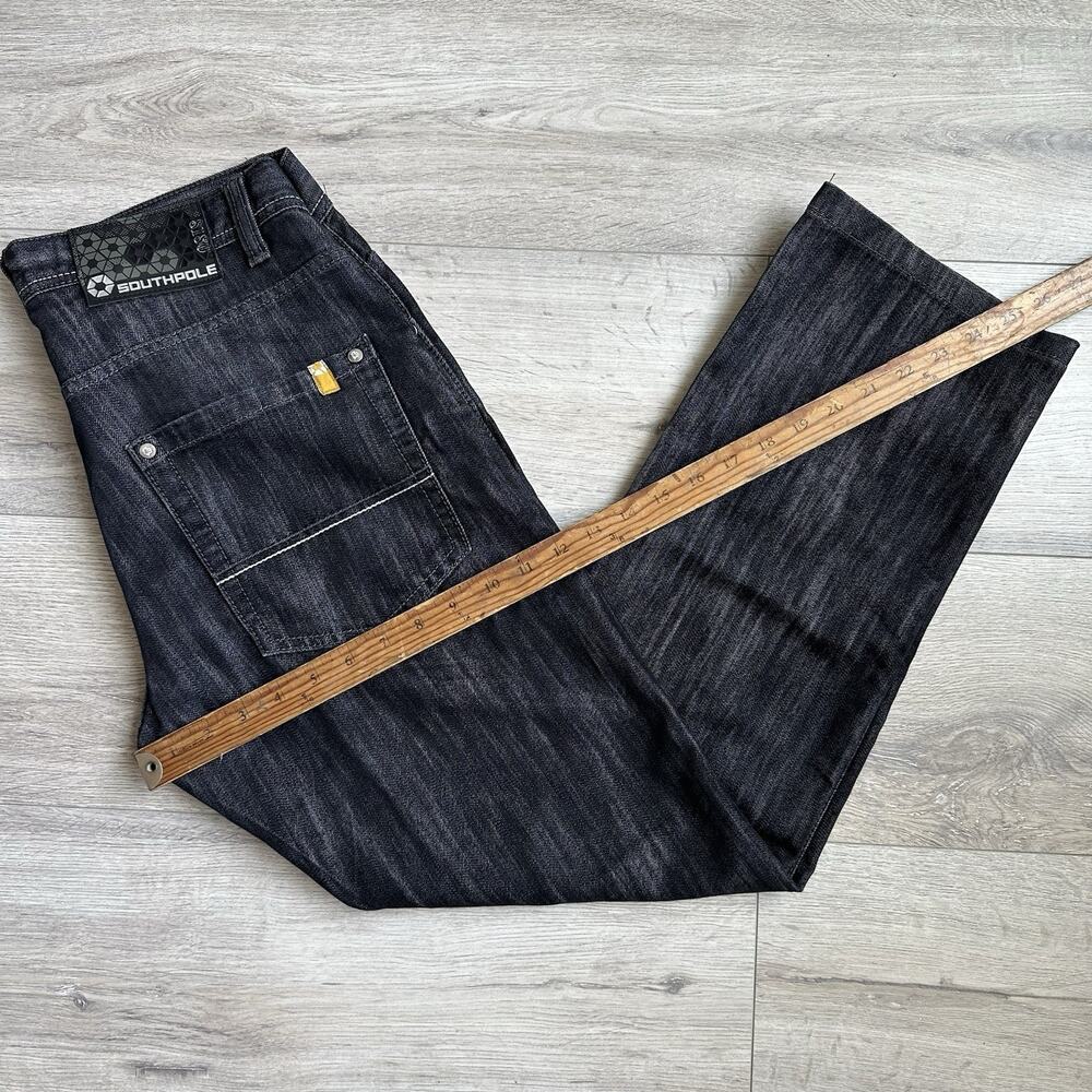 Vintage Y2K Southpole Jeans Size 32x29.5 Black Straight Grunge Skater Faded - Picture 4 of 5